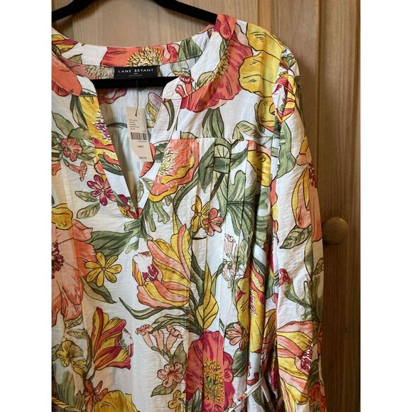 Lane Bryant | NWT Pintuck Detail Floral Long Sleeve Mini Dress | Size 24P - Picture 4 of 7